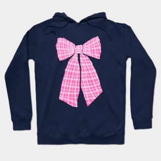 Hot Pink Gingham Romantic Coquette Bow Hoodie